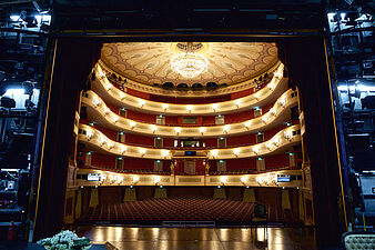 Blick auf den leeren Saal im Staatstheater am Gärtnerplatz München.